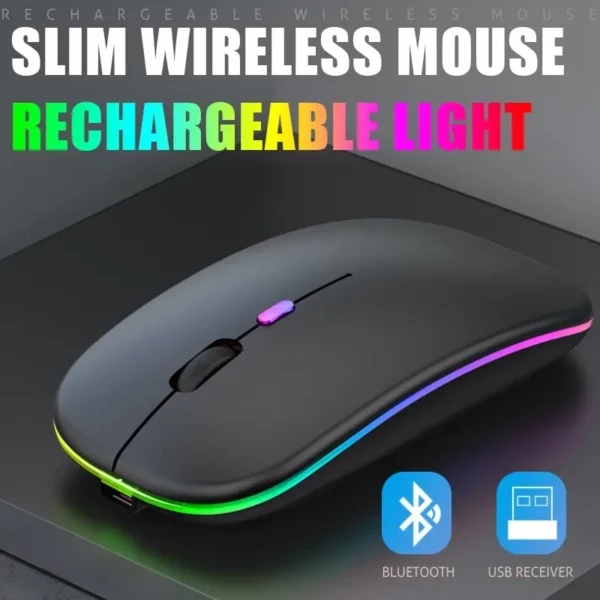 Mouse Sem Fio com Carregamento Luminoso 2.4G
