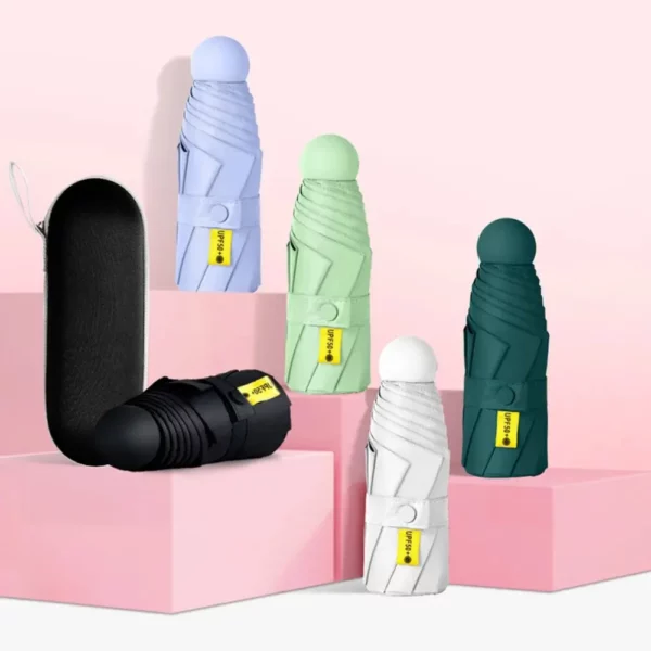 Guarda-chuva dobrável para viagem, leve, compacto, de bolso, à prova de vento
